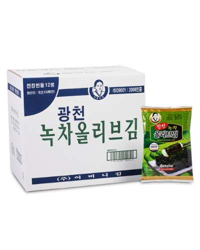 Gwangcheon Mother Green Tea Olive Full Sheet Seaweed Bundle 20g x 3 pieces x 12 packs (36 pieces total)