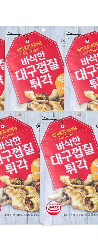 Oh Hee Sook Traditional Bukhak - Crispy Dried Cod Skin Snack 30g x 5 Packs