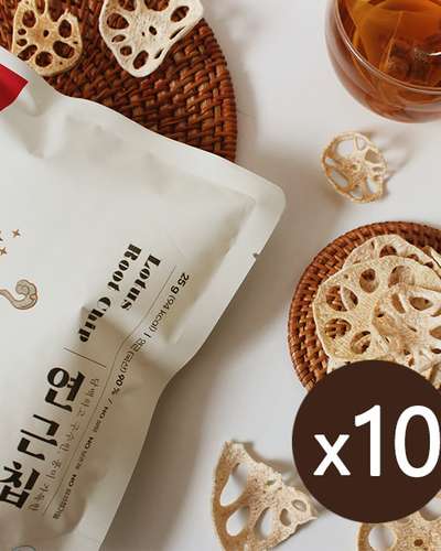 Poongsimdang Better Tasting Lotus Root Chips (25g x 10 pieces) Vegan, Low Sugar, Sugar-Free Snack