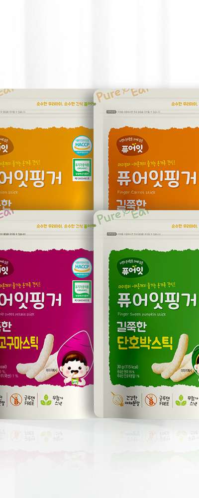 ピュアイット フィンガー オーガニック キッズおやつ 長い野菜スティック 4種類の味 赤ちゃんおやつ 幼児