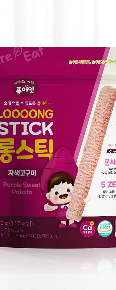 Pureeat Organic Rice Snack Long Stick Purple Sweet Potato Baby Snack