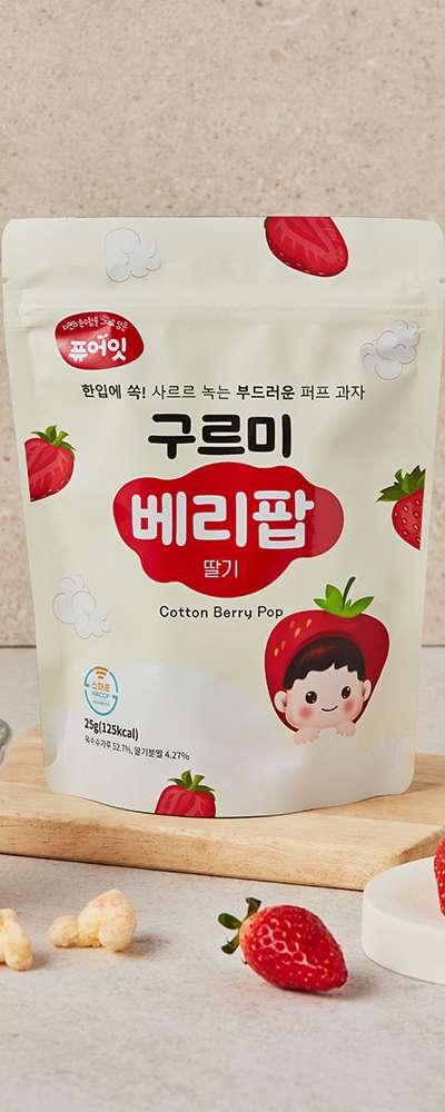 Pure Eat Gormi Berry Pop Strawberry Puff Soft Sweet Snack Baby Snack