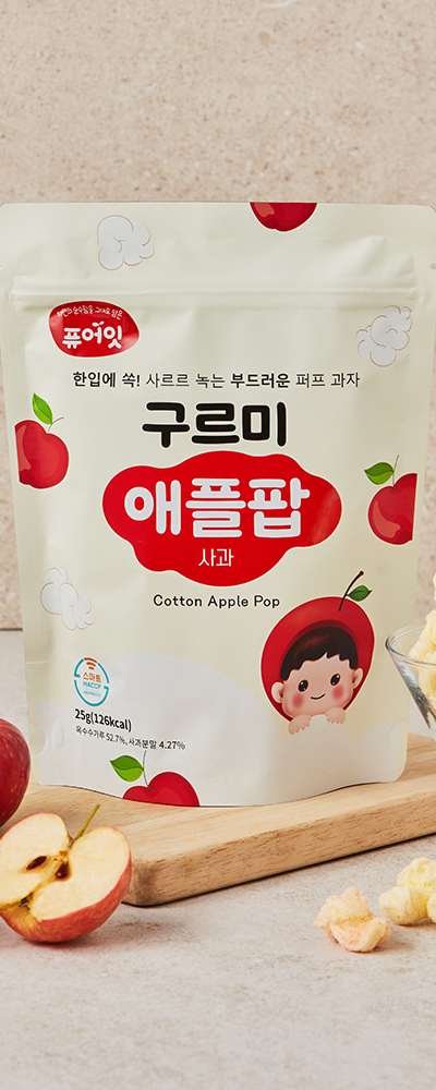 Pure Eat Gourmet Apple Pop Apple Puff Soft Sweet Snack for Babies