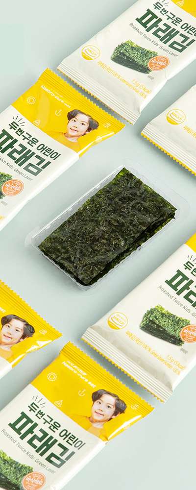 PureEat Double-Roasted Children's Green Laver Seaweed Unseasoned Kids Side Dish