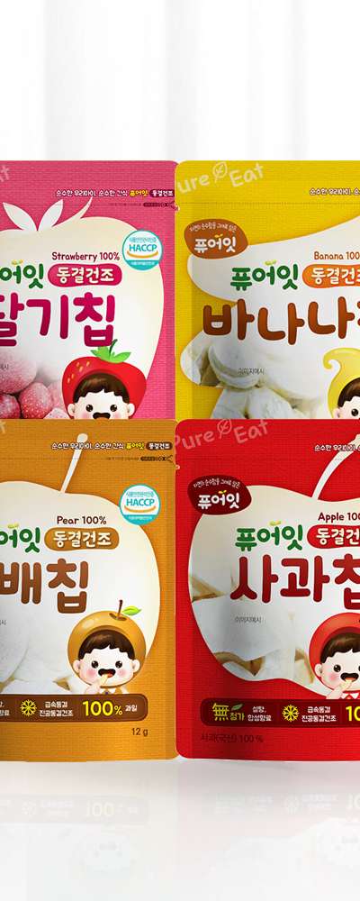 PureEat Freeze-Dried Fruit Chips Kids Snack 4 Flavors - 100% Fruit