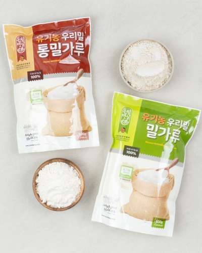 オーガニック [ 国産小麦 白小麦粉 全粒粉 600g ] 多用途 中力粉 カルクス 수제비 ベーキング