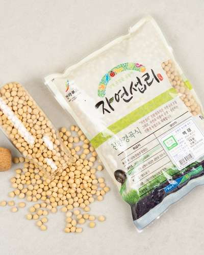 25 Years Non-GMO Organic White Soybeans (Soybean for Soy Sauce) 1kg - Domestic Korean Soybeans for Soy Noodles, Soy Milk, and Tofu