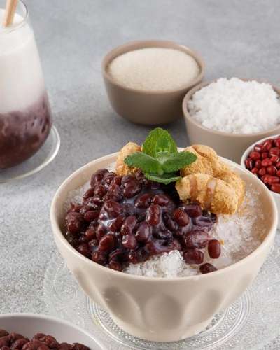 Domestic Red Bean Shaved Ice Material Set (Red Bean 250g + Single-Serving Injeolmi 200g) Homestyle Red Bean Shaved Ice