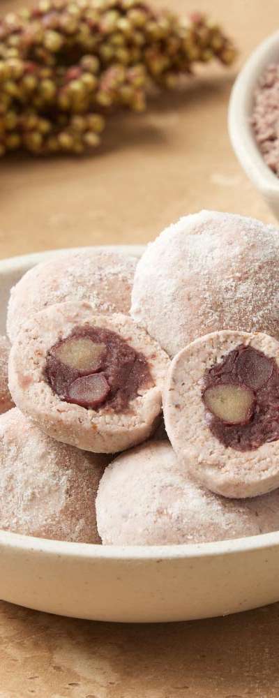 Our [Child's First Birthday Millet Red Bean Rice Cake Kit] 550g (Millet Seed Balls with Red Bean Filling + Red Bean Powder) Millet Dumplings Making