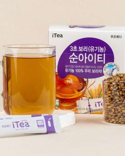 Pure IT 3-Second Barley Tea 100% Organic 30 Packets - Korean Barley Tea Baby Barley Tea Barley Powder
