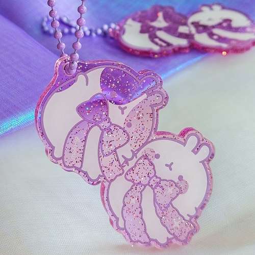 Molang Glitter Keyring: Dangling Purple