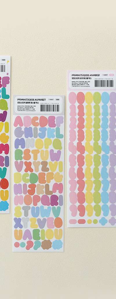 Momo Sticker Diary Decoration Deco Color Pastel Mix Number Alphabet Sticker