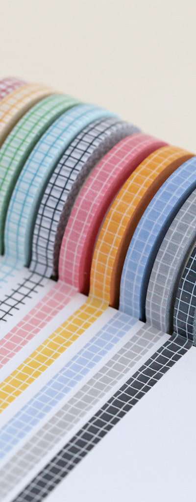 Momomate Crayon Check Slim Masking Tape