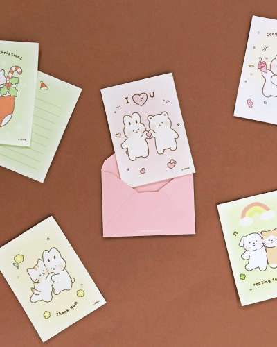 O-CHECK Warm Heart Cute Mini Letterpress Set