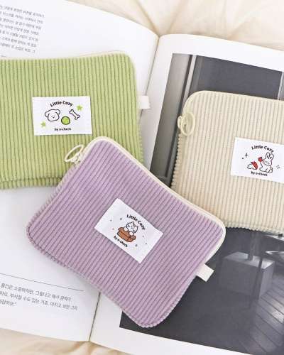 O-CHECK Little Cozy Corduroy Pocket Pouch