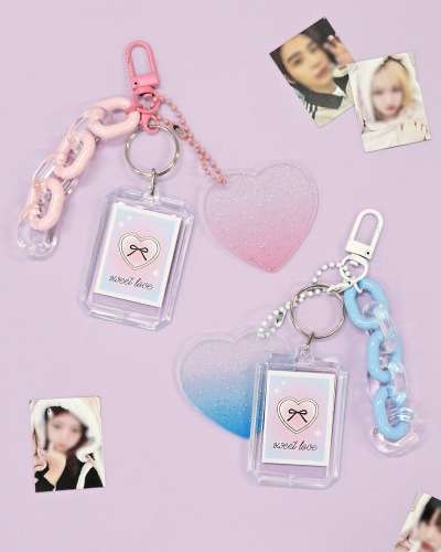 O-CHECK Beloved Mini Photo Heart Keyring