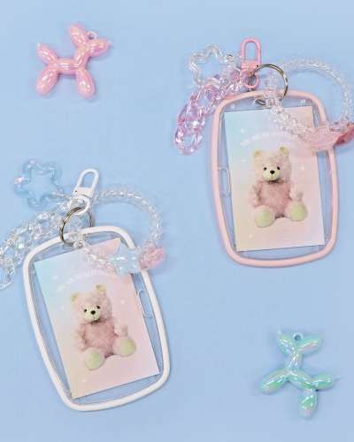 O-CHECK Transparent Photocard Holder Star Keyring Set