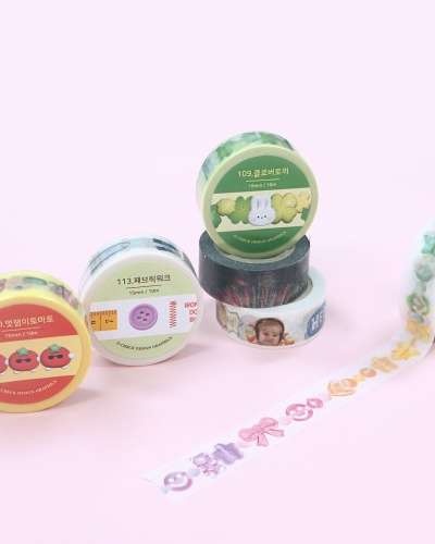O-CHECK Masking Tape 6 Types Illustration Photo 3D Deco Matte Gift Wrapping Sticker