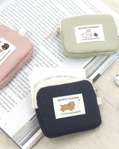 O-CHECK Fluffy Earphone Pouch Airpod Keyring Pouch Coin Wallet