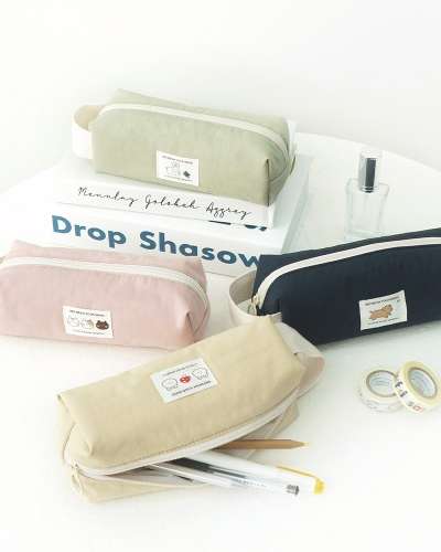 O-CHECK Fluffy Square Strap Pouch Pencil Case Pen Pouch