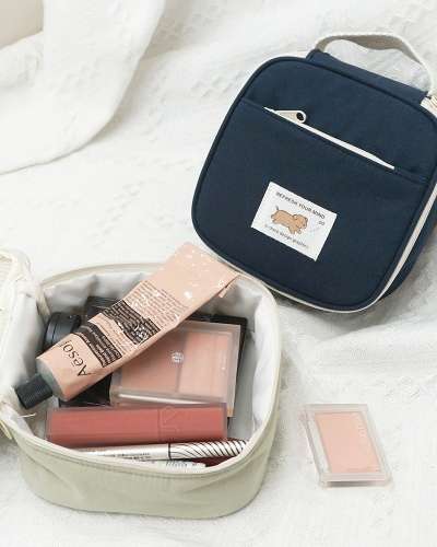 O-CHECK Fluffy Makeup Cosmetics Pouch