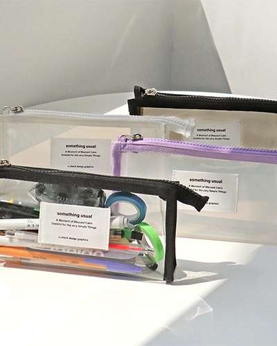 O-CHECK DESIGN GRAPHICS Daily Transparent Pouch Something Usual Clear Pencil Case Multi-Purpose Storage Pouch