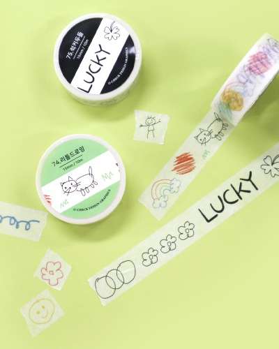 O-CHECK Masking Tape 10 Types Hand-drawn Illustration Deco Mate Emotional Mate Gift Wrapping Sticker