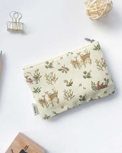 O-CHECK Vintage Illustration Pattern Mini Pouch (S) Harmony