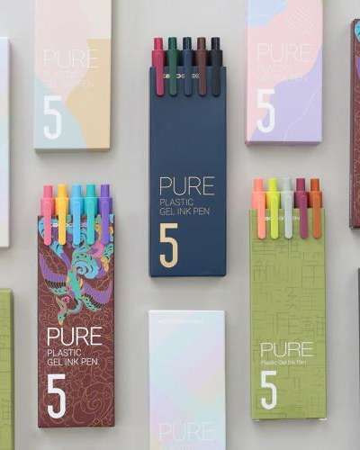Caco Pure Edition Gel Pen 5-Piece Set (Colored Refills)