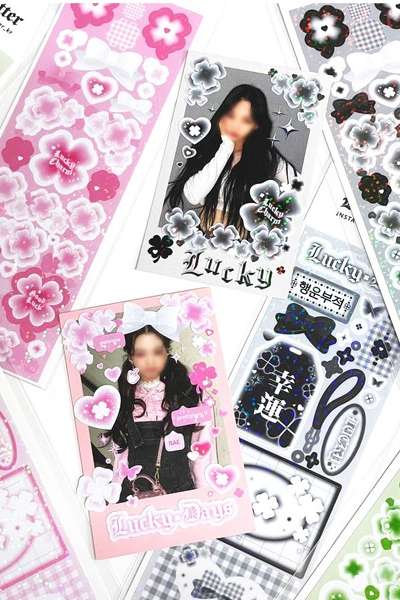 Black Letter | #Lucky Series Seal Stickers - Black Pink Green (6 Types)
