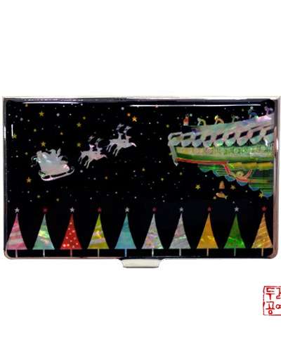 韓屋のクリスマス ポータブル名刺入れ