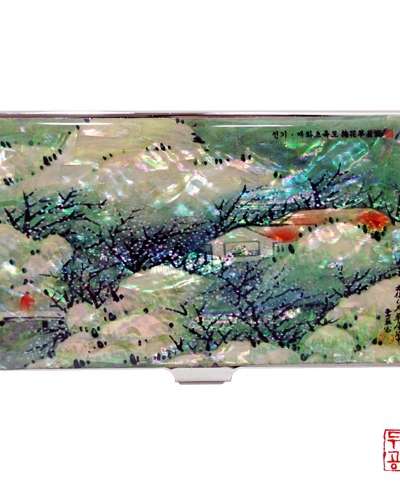 【傳奇】梅花草屋図 携帯名刺入れ