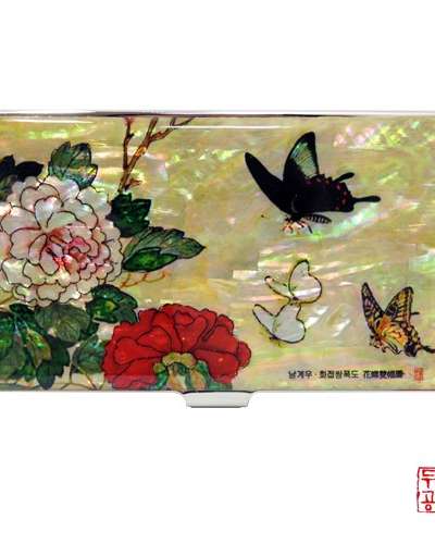 【南啓宇】花蝶図 携帯名刺入れ - 牡丹と蝶