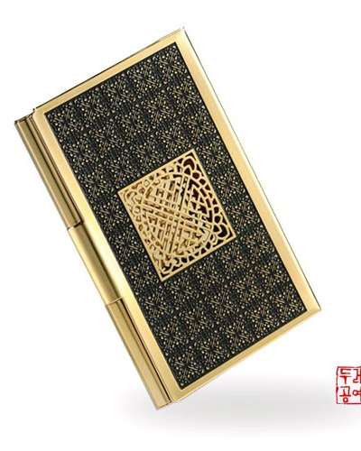 吉祥文透かし金属名刺入れ[ゴールド]