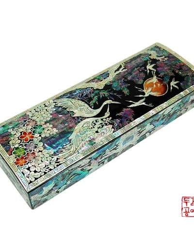 Flower Pattern and Crane Brush Pen Case