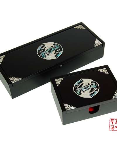 Crane Chest Badge Business Card Case Set (Auto)
