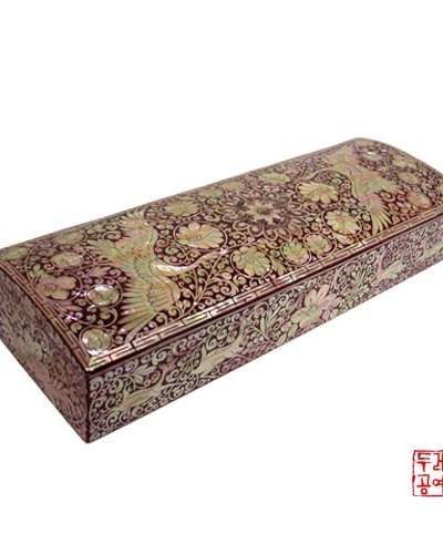 Joseon Embroidered Pen Case [Twin Cranes and Arabesque Red]