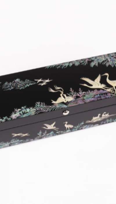 Pine and Crane Pencil Holder Case