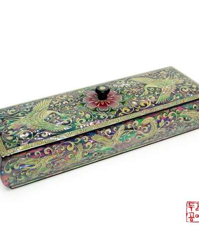 Yi Dynasty Celadon Twin Crane Knob Brush Holder