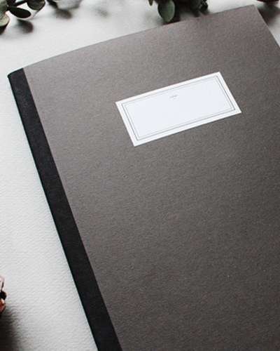 O-CHECK Stitch Notebook L Black (Wirebound)