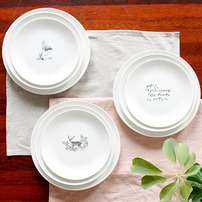 Round Ceramic Plate Deer Flamingo Typo L (21) M (19) S (16.5)