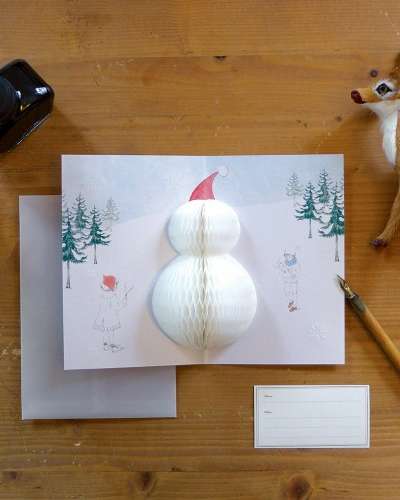 O-CHECK POP UP CARD Snowman Christmas Card