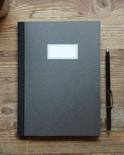 O-CHECK Stitch Notebook M Black (Wirebound)