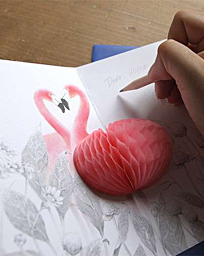 O-CHECK Pop Up Card Flamingo LOVE