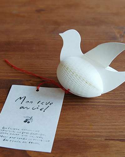 O-CHECK Honeycomb Mobile Card Spring Bird White