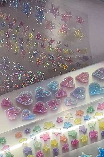 Huncci Market | Nonen Epoxy Sparkling Seal Stickers - Heart/Star/Glitter/Raindrops/Clover
