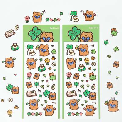 Genieyoni | Bear Gomi and Lucky Clover Seal Stickers