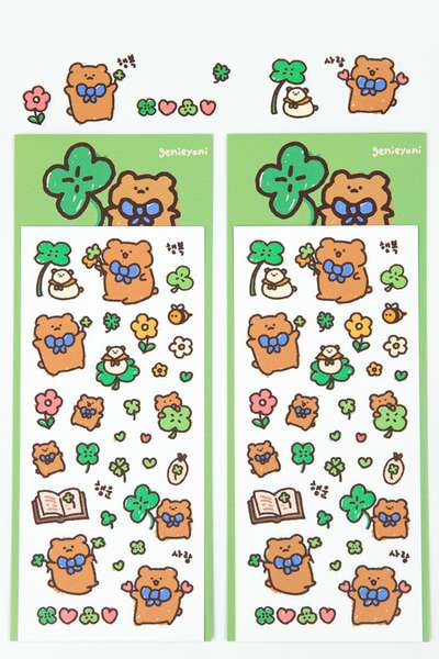 Genieyoni | Bear Gomi and Lucky Clover Seal Stickers