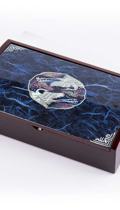 Korean Paper Crane Rank Badge Memo Box [Blue]