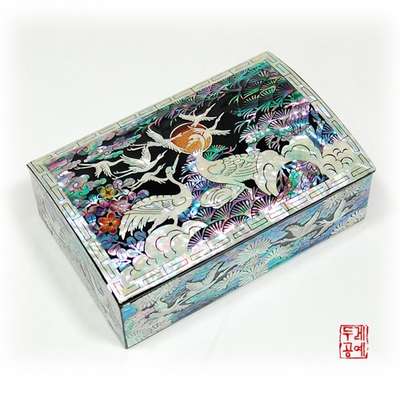Painted Flowers and Pine Crane Business Card Case